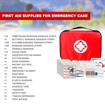 Travel-First Aid-Kit Car-Home 300PCS Survival-Kit Outdoor-Adventure - Small Portable Red Emergency Essential Sets Office Hiking Camping Business Public Must Have First Aid Gear Equipment 1st Aid