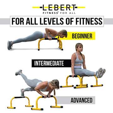 Lebert Fitness Parallette Push Up Bars Dip Station Stand - Perfect for Home and Garage Gym Exercise Equipment - Gymnastics, Calisthenics, Strength Training Parallel Bars for Men and Women - Yellow