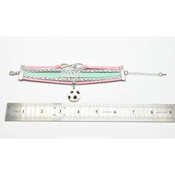 HCChanshi Soccer Bracelet Jewelry Infinity Love Soccer Charm Bracelet Soccer Jewelry For Adult Soccer Fans, Soccer lovers, Soccer Team, Soccer Themed Jewelrys Bulk (Pink,Silver and Mint Green)