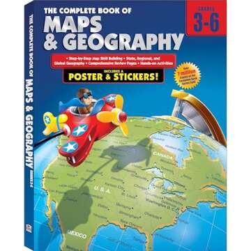 Carson Dellosa The Complete Book of Maps and Geography Workbook—Grades 3-6 Social Studies, State, Regional, Global Geography and Map Skills Activities (352 pgs)