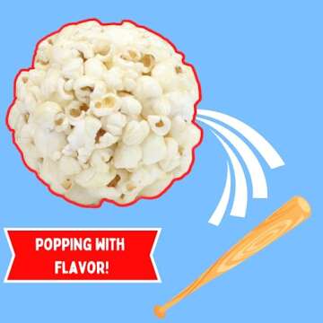 Kathy Kaye Baseball Themed Popcorn Balls, Individually Wrapped Salty Snacks, Sports Party Favor, 8 Pieces Included, 8oz