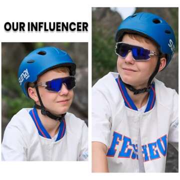 DUCO Kids Sunglasses Youth Baseball Sun Glasses Lightweight TR90 Frame UV400 Sports Cycling Shades for Boys Girls DK268