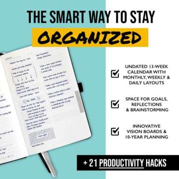 Get Stuff Done Productivity Planner, Daily, Weekly & Monthly Undated Agenda Planners for Full Focus and Goal Setting, Personal Organizers for Men & Women, 8.3" x 5.5"