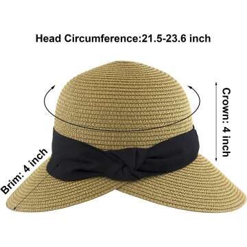 Foldable Wide Brim Straw Sun Hat for Women