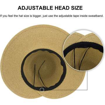 Foldable Wide Brim Straw Sun Hat for Women