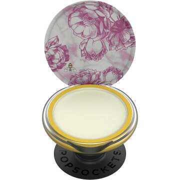 PopGrip Lips: Swappable PopSockets Grip with Burt's Bees Lip Balm - Pink Peony Marble