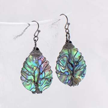 Teardrop Abalone Shell Dangle Earrings for Women