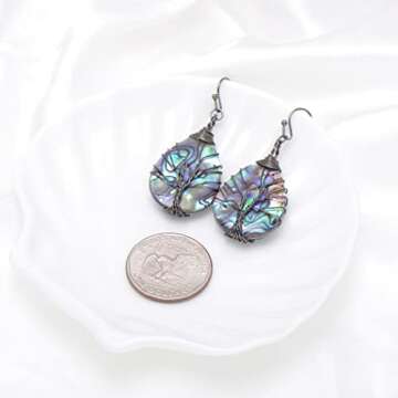 Teardrop Abalone Shell Dangle Earrings for Women