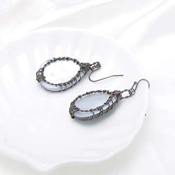 Teardrop Abalone Shell Dangle Earrings for Women