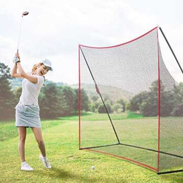 Golf Net 10x7ft Portable Golf Practice Net w/Carry Bag for Indoor Outdoor Backyard Driving Hitting Chipping Training Net