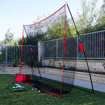 Golf Net 10x7ft Portable Golf Practice Net w/Carry Bag for Indoor Outdoor Backyard Driving Hitting Chipping Training Net