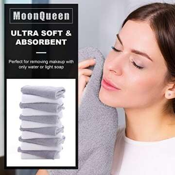 MOONQUEEN Microfiber Facial Cloths Fast Drying Washcloth 12 pack - Premium Soft Makeup Remover Cloths - Highly Absorbent