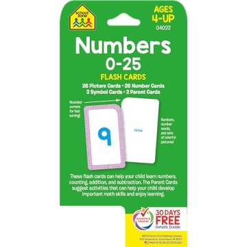 School Zone Numbers Flash Cards: Toddler, Preschool, Kindergarten, Learn Math, Addition, Subtraction, Numerical Order, Counting, Problem Solving, and More