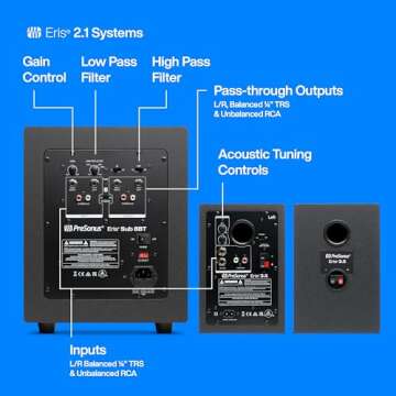 PreSonus Eris 2.1 Bluetooth Speaker System with Subwoofer — Eris 3.5 Studio Monitor Pair & Eris Sub 8BT for Near Field Music Production, Desktop Computer, Hi-Fi Home Audio