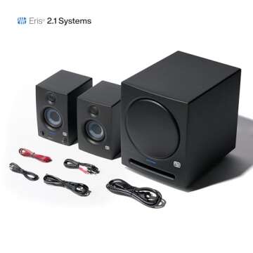 PreSonus Eris 2.1 Bluetooth Speaker System with Subwoofer — Eris 3.5 Studio Monitor Pair & Eris Sub 8BT for Near Field Music Production, Desktop Computer, Hi-Fi Home Audio