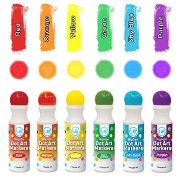 Ultimate Stationery Dot Markers for Toddlers and Kids,6 Color Bingo Daubers, Dot Art Washable Paint for Kids, Bingo Markers, Toddler Arts and Crafts, Kindergarten Classroom Must Haves