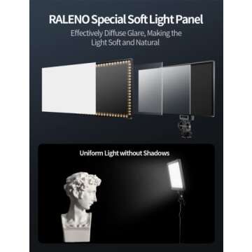 RALENO LED Video Light, Camera Light for Pictures Video Recording with 4000mAh Battery Support Type-C USB Power Supply, CRI>95 3200K-5600K Photo Light for Outdoor Photography Live Streaming Zoom Calls