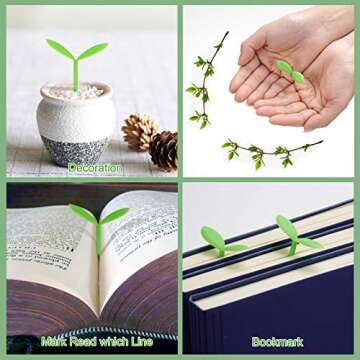 Sprout Little Green Bookmarks Silicone Grass Buds Creative Green Bookmarks, Gifts for Book Lovers Reading, Set of 32