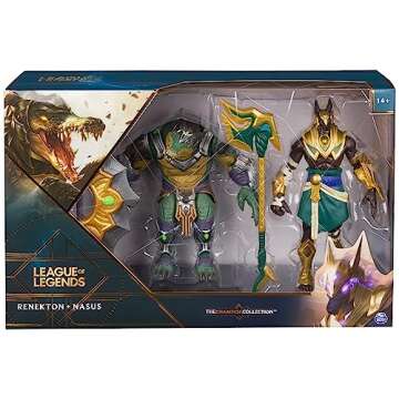 League of Legends, 2-Pack, Official Nasus and Renekton Collectible Figures, Over 7-Inches with 2 Accessories, The Champion Collection, Collector Grade, Ages 14 and Up