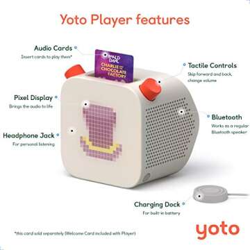 Yoto Player – Kids Audio & Music Player | Children’s Speaker Plays Audiobook Cards, Radio, Educational Activities & More | Includes Sleep Trainer, Clock & Night Light, All-in-One Storytelling Toy