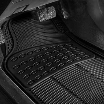 FH Group Automotive Floor Mats Solid ClimaProof for all weather protection Universal Fit Trimmable Heavy Duty fits most Cars, SUVs, and Trucks, 3pc Full Set Black