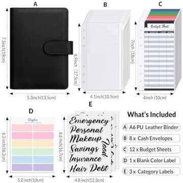 SKYDUE Budget Binder, Money Saving Binder with Zipper Envelopes, Cash Envelopes and Expense Budget Sheets for Budgeting