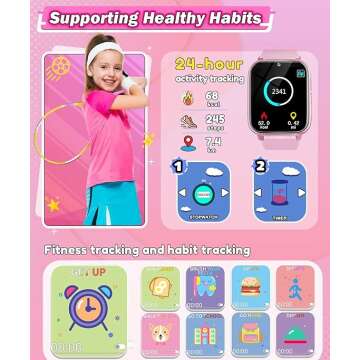 Kids Smart Watches Girls Toys Age 6-8, HD Touchscreen Dual Cameras Kids Watch for Girls Ages 8-10, Kids Toy with 26 Games MP3 Learn Card for 5 6 7 8 9 Year Old Girls Christmas Birthday Gifts