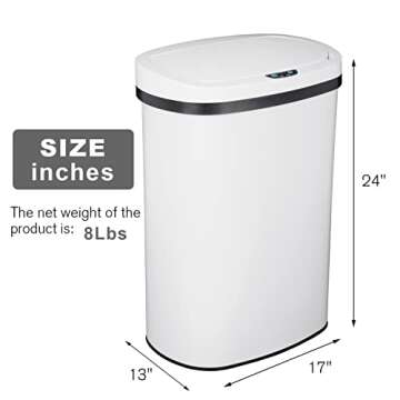 Trash Can 13 Gallon, Automatic Waste Bin Touchless Infrared Motion Sensor, Stainless Steel Base Anti-Fingerprint Mute Designed, Kitchen Garbage Can 50 Liter for Office Bedroom Office Living Room