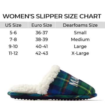 Dearfoams Women's Gifts for Mom Cute Cozy Mothers Day Mama Bear Slipper, Green Plaid, 9-10