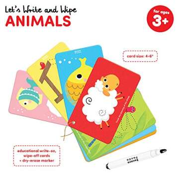 Let’s Write and Wipe Preschool Learning Activities - Animals - 56 Creative Tasks on Dry-Erase Cards with Marker Promote Early Learning Basics, Writing Grip and Motor Skills, for kids ages 3-5 years