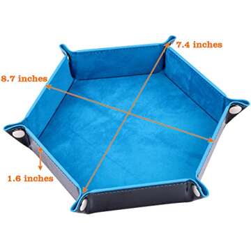 SIQUK 2 Pieces Dice Tray PU Leather Dice Folding Hexagon Tray Dice Holder for Dice Games Like RPG, DND and Other Table Games (Violet, Sky Blue)