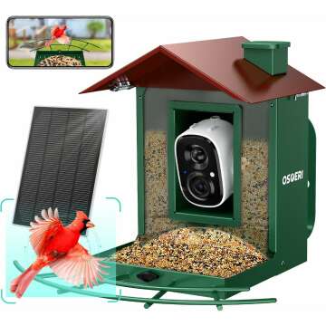 Osoeri Bird Feeder with Camera, Smart Bird Feeder Camera with AI Identify, Auto Capture Bird Videos & Motion Detection, Ideal Gift for Bird Lovers