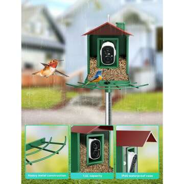 Osoeri Bird Feeder with Camera, Smart Bird Feeder Camera with AI Identify, Auto Capture Bird Videos & Motion Detection, Ideal Gift for Bird Lovers