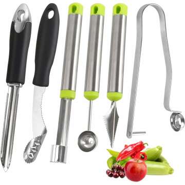 Openfly 6-Pc Stainless Steel Vegetable Corer Tool Set - Effortlessly Remove Seeds