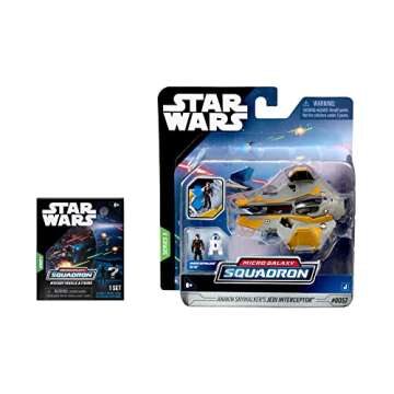 STAR WARS Micro Galaxy Squadron Anakin Skywalker's Jedi Interceptor Mystery Bundle - 3-Inch Light Armor Class and Scout Class Vehicles with Accessories