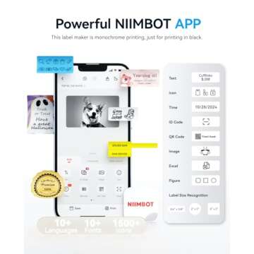 NIIMBOT B1 Label Maker Machine with Tape, Thermal Label Printer Easy to Use for Office Supplies, Home, Business, 2 Inch Label Maker with 2'' x1.18'' Labels-230pcs/Roll