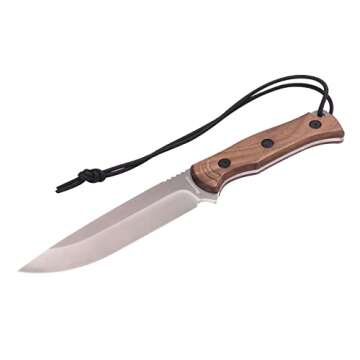 MOTEECRAG Fixed Blade Bushcrft Knife 8CR Full Tang Camping Hunting Knife with Non-Slip Wooden Handle Sheath for Bushcraft, Survival, Hiking, Outdoor, Gift