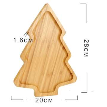 BinaryABC Christmas Tree Wood Serving Platters Wooden Trays Side Dish Serving Trays Tabletop Serving Platters,Christmas Table Decorations Supplies(11"x7.86")