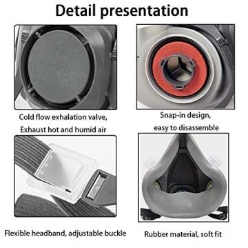 RBLCXG Half Face Respirator with Safety Glasses and Filters