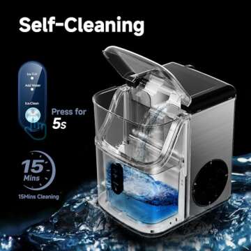 EUHOMY Nugget Ice Makers Countertop, Pebble Ice Maker Machine with 34lbs/24H Soft Ice, Self-Cleaning Sonic Ice Maker with Ice Scoop&Basket, Pellet Ice Maker for Home/Kitchen/Office(Stainless Steels)