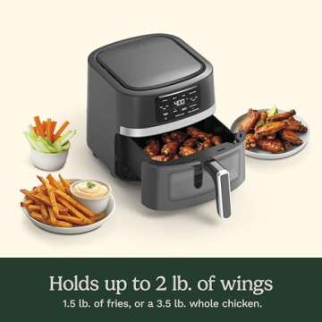 Cuisinart Air Fryer Oven – 4.5-Qt Basket Black and Stainless Steel Air Fryer – Dishwasher-Safe Parts with 4 Presets – Roast, Bake, Broil, Air Fry and Keep Warm – Quick & Easy Meals – AIR-160