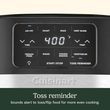 Cuisinart Air Fryer Oven – 4.5-Qt Basket Black and Stainless Steel Air Fryer – Dishwasher-Safe Parts with 4 Presets – Roast, Bake, Broil, Air Fry and Keep Warm – Quick & Easy Meals – AIR-160