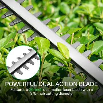 VIVOSUN 20" Cordless Hedge Trimmer with Battery