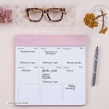 Erin Condren Designer Desk Accessories - Weekly Schedule Pad & Productivity Pad - Metallic Layers 10" x 10", Perfect for Desktop Decor and Weekly Planning