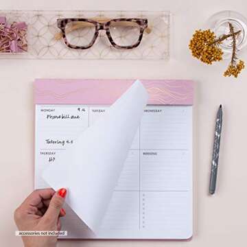 Erin Condren Designer Desk Accessories - Weekly Schedule Pad & Productivity Pad - Metallic Layers 10" x 10", Perfect for Desktop Decor and Weekly Planning