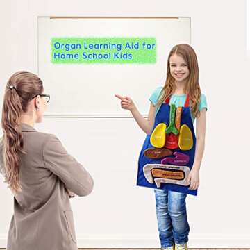 BOCZIF 3D Organ Apron, Human Body Organs Apron Awareness Educational Tool Toy for Kids, Anatomy Costume Apron Plush Stuffed Viscera Model Removable for Home Preschool Early Childhood Teaching Aid