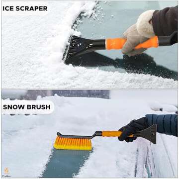 EcoNour 17" Snow Brush & Ice Scraper for Car Windshield | Automotive Snow Brush with Ergonomic Foam Grip | Heavy-Duty Winter Car Accessories | Ideal for Effortless Snow Removal in Cars