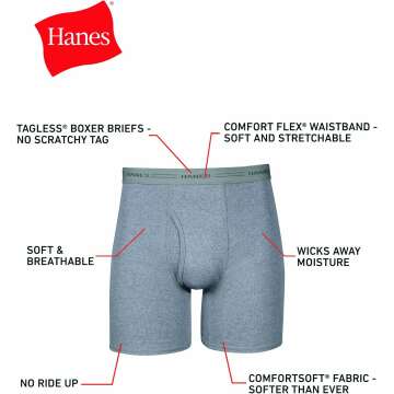 Hanes Men's Boxer Briefs - Soft Cotton ComfortFlex