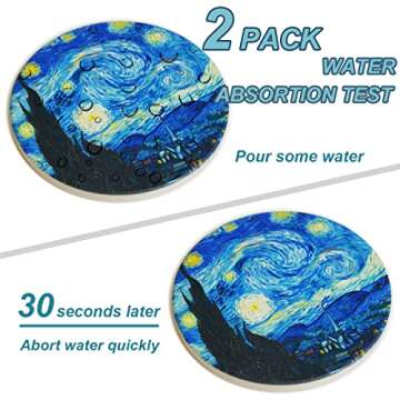 Coasters for Drinks Van Gogh Art Ceramic Coasters - Use 2 Famous Van Gogh Paintings, Unique Housewarming Gifts for New Home Decorative by WOW DING