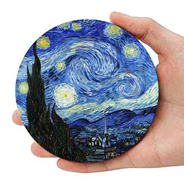 Coasters for Drinks Van Gogh Art Ceramic Coasters - Use 2 Famous Van Gogh Paintings, Unique Housewarming Gifts for New Home Decorative by WOW DING